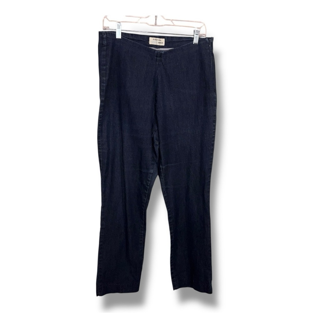 Size 10 St John’s Bay Blue Denim Look Pants Side Zip Closure Straight Leg
